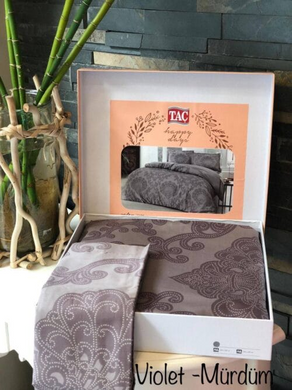 Фото Комплект постільної білизни TAC 100% Бавовна Сатин Violet Plum Фіолетовий р-60266615