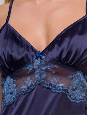 Фото Женская сорочка с кружевом Сатин Шелк Serenade 762 Синяя