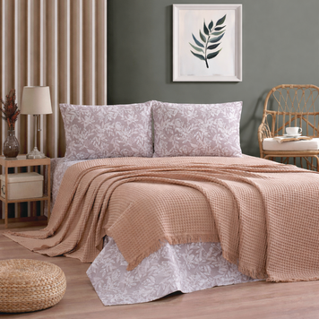 Фото Постільна білизна з покривалом піке Ranforce Pike Beige Turkey Zeron Зерон