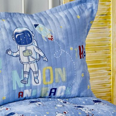 Фото Стеганное покрывало с наволочкой Karaca Home Astronot Lacivert Голубое