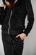 Фото №5 з 15 товару Жіночий велюровий спортивний костюм на блискавці з каптуром Чорний 116/23 чорний