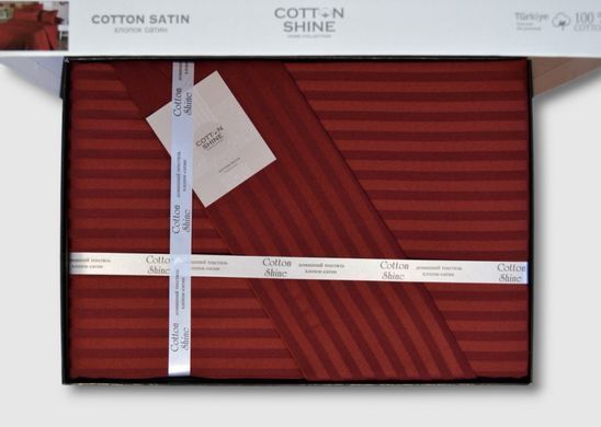 Фото Комплект постільної білизни Cotton Shine Stripe Satin Bordo хм40041