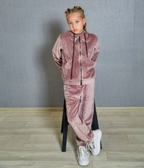 Фото Дитячий спортивный велюровый костюм на молнии с капюшоном Капучино 300