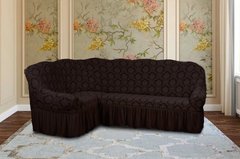 Фото Жаккардовый чехол для углового дивана с юбкой Turkey № 11 Темный Шоколад
