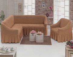 Фото Чехол для углового дивана + кресло с юбкой Turkey № 11 Медовый
