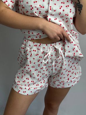 Фото Женская муслиновая пижама Шорты и Рубашка Вишни