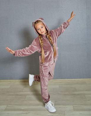 Фото Дитячий спортивный велюровый костюм на молнии с капюшоном Капучино 300