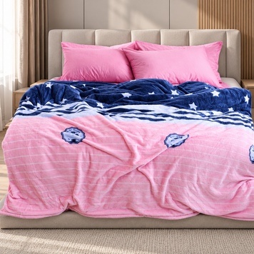 Фото Теплый плюшевый плед Wellsoft флисовый Blue Stars ТМ TAG American Stars Pink ALM1904