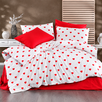 Фото Теплое постельное белье Фланель 100% Xлопок Romeo Home Love Red