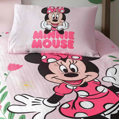 Фото Комплект постільної білизни з піке TAC Disney Minnie Mause Golden простирадло на резинці p-60304722