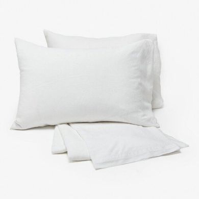Фото Белая льняная наволочка на подушку-валик Lintex 100% Лен