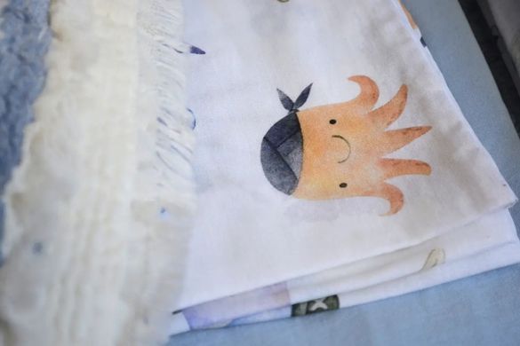 Фото Постельный набор плед и белье для новорожденных Saheser Baby Pique Set Maritime Mavi