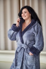 Фото Довгий жіночий теплий халат з каптуром Welsoft Сірий 4002