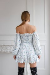 Фото Муслиновое платье с длинным рукавом Голубой Барвинок
