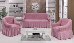 Фото Чохол для 2-х-3-х містного дивана + 2 крісла з спідницею Turkey № 10 Рожева Пудра