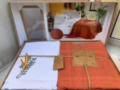 Фото Комплект постільної білизни з покривалом Limasso Варена Бавовна Nakisli Orange