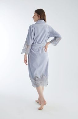 Фото Жіночий велюровий халат з мереживною обробкою Nusa 4095 Blue Блакитний