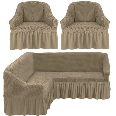 Фото Чехол для углового дивана + кресло с юбкой Turkey № 18 Какао