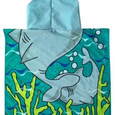 Фото Детское махровое полотенце-пончо с капюшоном Home Brand Акула