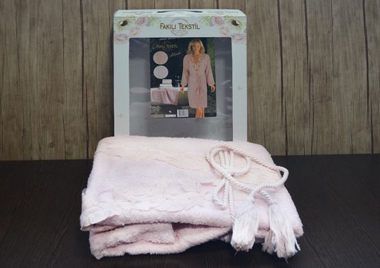Фото Набор женский махровый халат и полотенца Fakili Alinda 100% Хлопок Розовы
