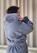 Фото №5 з 10 товару Довгий жіночий теплий халат з каптуром Welsoft Сірий 4002