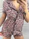 Фото №2 из 7 товара Женская пижама из софта Шорты и Рубашка Розовый Леопард