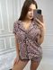 Фото №1 из 7 товара Женская пижама из софта Шорты и Рубашка Розовый Леопард