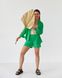 Фото №3 з 10 товару Жіночий лляний костюм Шорти + Сорочка Зелений 055/21 зелене яблуко