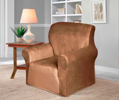 Фото Однотонний велюровий чохол для крісла love You Світло-коричневий