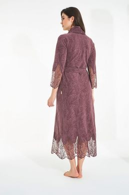 Фото Жіночий довгий велюровий халат Nusa 0497 Темно-рожевий з мереживом