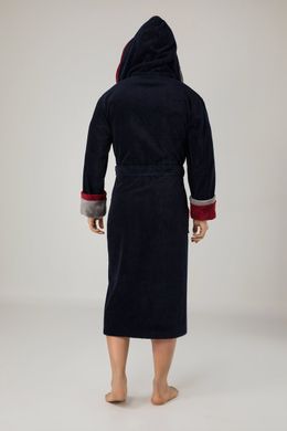Фото Довгий чоловічий халат з каптуром Nusa Велюр/Махра Синій Nusa 1200