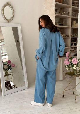 Фото Жіночі брюки баовняні вільного крою Прованс Блакитні
