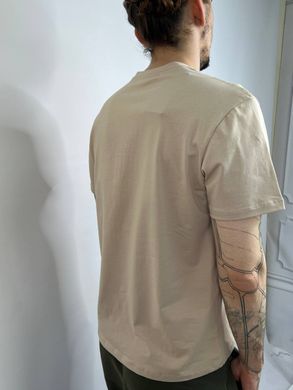 Фото Чоловіча однотонна базова футболка 100% Бавовна Бежева 079/22 беж