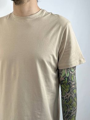 Фото Мужская однотонная базовая футболка 100% Хлопок Бежевая