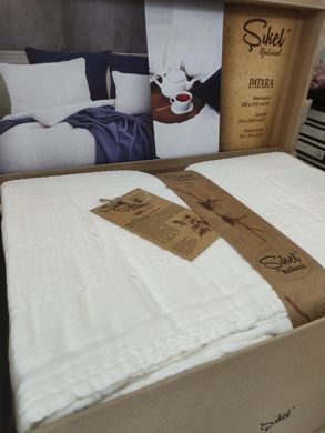 Фото Однотонное постельное белье 100% Хлопок Sikel Muslin Patara Beyaz Gri