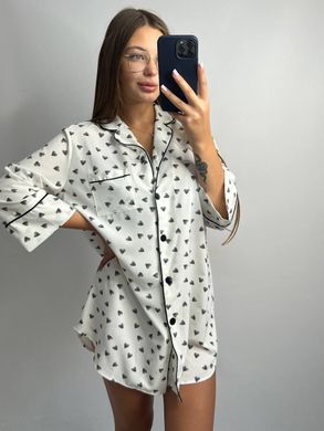 Фото Женская удлиненная рубашка для дома из софта Белая в сердечки
