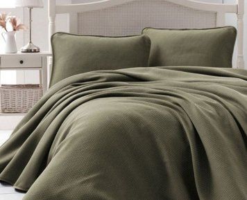 Фото Жаккардовое Покрывало с наволочками Saheser Liv Khaki