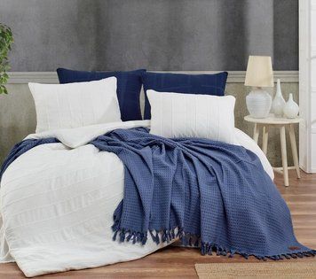 Фото Однотонное постельное белье 100% Хлопок Sikel Muslin Patara Beyaz Gri
