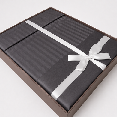 Фото Комплект постельного белья Сатин Страйп Satin Strip Anthracite Темно-серый