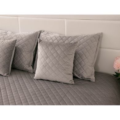 Фото Декоративна велюрова подушка Руно Velour Grey Ромб Сіра 311.55_Grey ромб