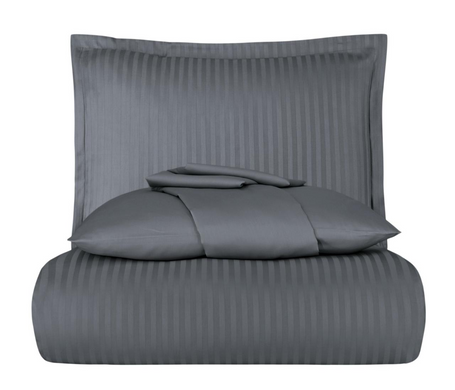Фото Комплект постельного белья Сатин Страйп Satin Strip Anthracite Темно-серый