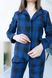 Фото №8 з 10 товару Жіночий домашній костюм-піжама 100% Бавовна Штани + Сорочка Синій з Чорним 030-17 Синій з чорним