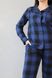Фото №3 з 10 товару Жіночий домашній костюм-піжама 100% Бавовна Штани + Сорочка Синій з Чорним 030-17 Синій з чорним