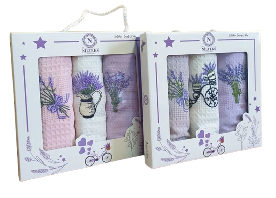 Фото Набір кухонних вафельних рушників 100% Бавовна Lavender 3 шт. 20196 лаванда