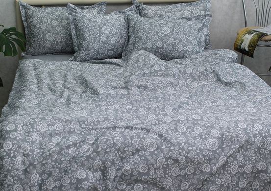 Фото Комплект постельного белья ТМ TAG Сатин Premium Роза Серая PT-006