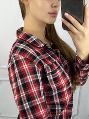 Фото Жіночий домашній костюм-піжама 100% Бавовна Штани + Сорочка Червоний з Білим 030-48-11