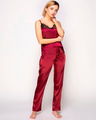 Фото Жіночий комплект-піжама з мереживом Сатин Шовк Serenade Бордовий 614