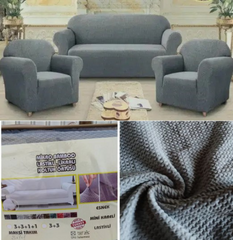 Фото Комплект чехлов Итальянский трикотаж для дивана и 2-х кресел Серый