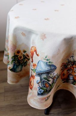 Фото Скатертина кругла гобеленова Прованс Гарбузові Гноми 036305