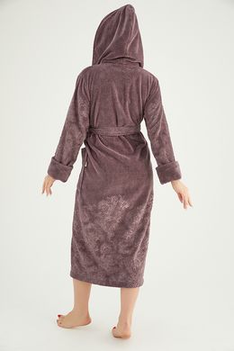 Фото Жіночий махрово-велюровий халат з каптуром Nusa Темно-ліловий Nusa 8655